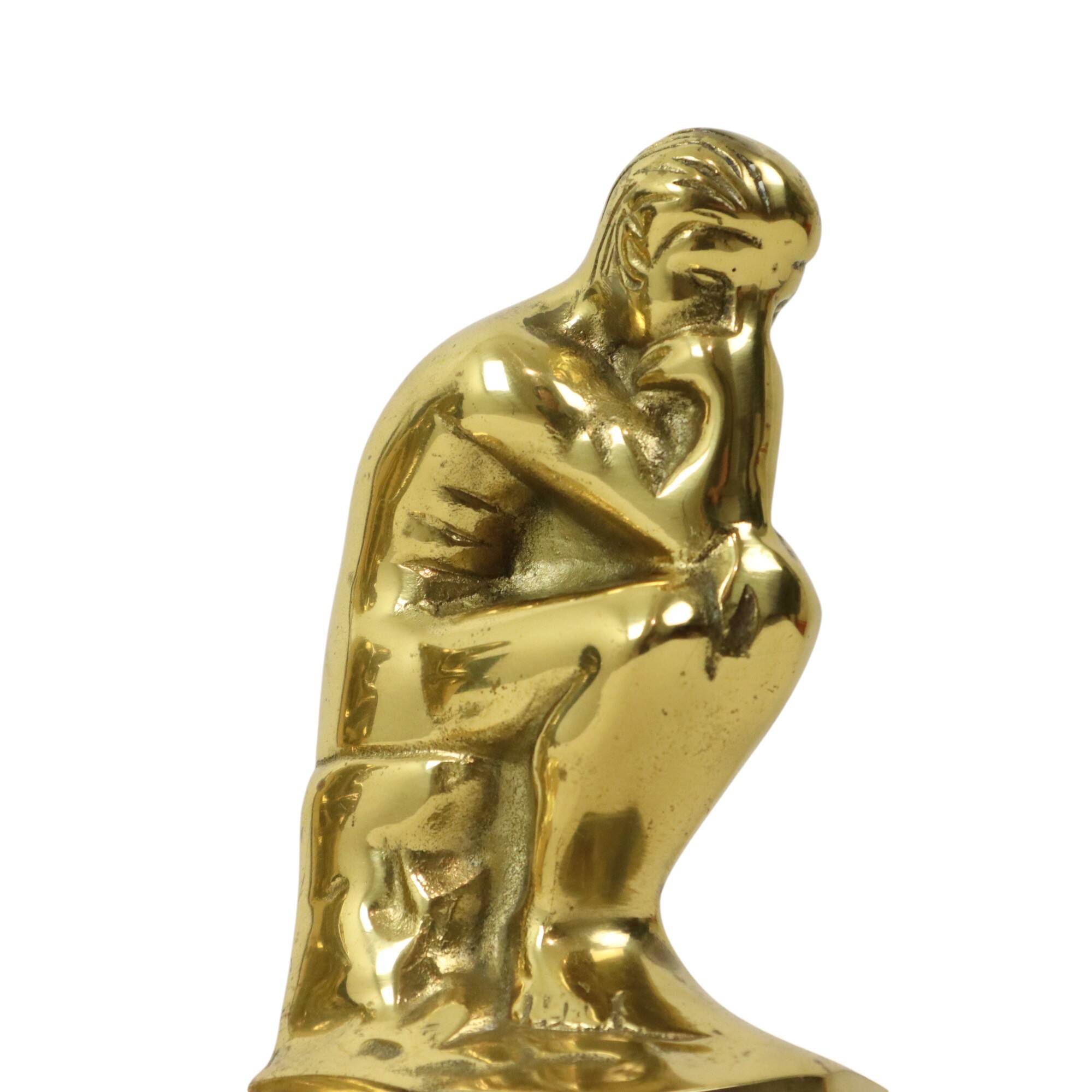 Serre-livres italiens en laiton "Le Penseur" Rodin Regina