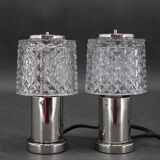1970s Pair of Bedside Table Glass Lamps by Kamenicky Senov, Czechoslovakia