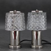 1970s Pair of Bedside Table Glass Lamps by Kamenicky Senov, Czechoslovakia