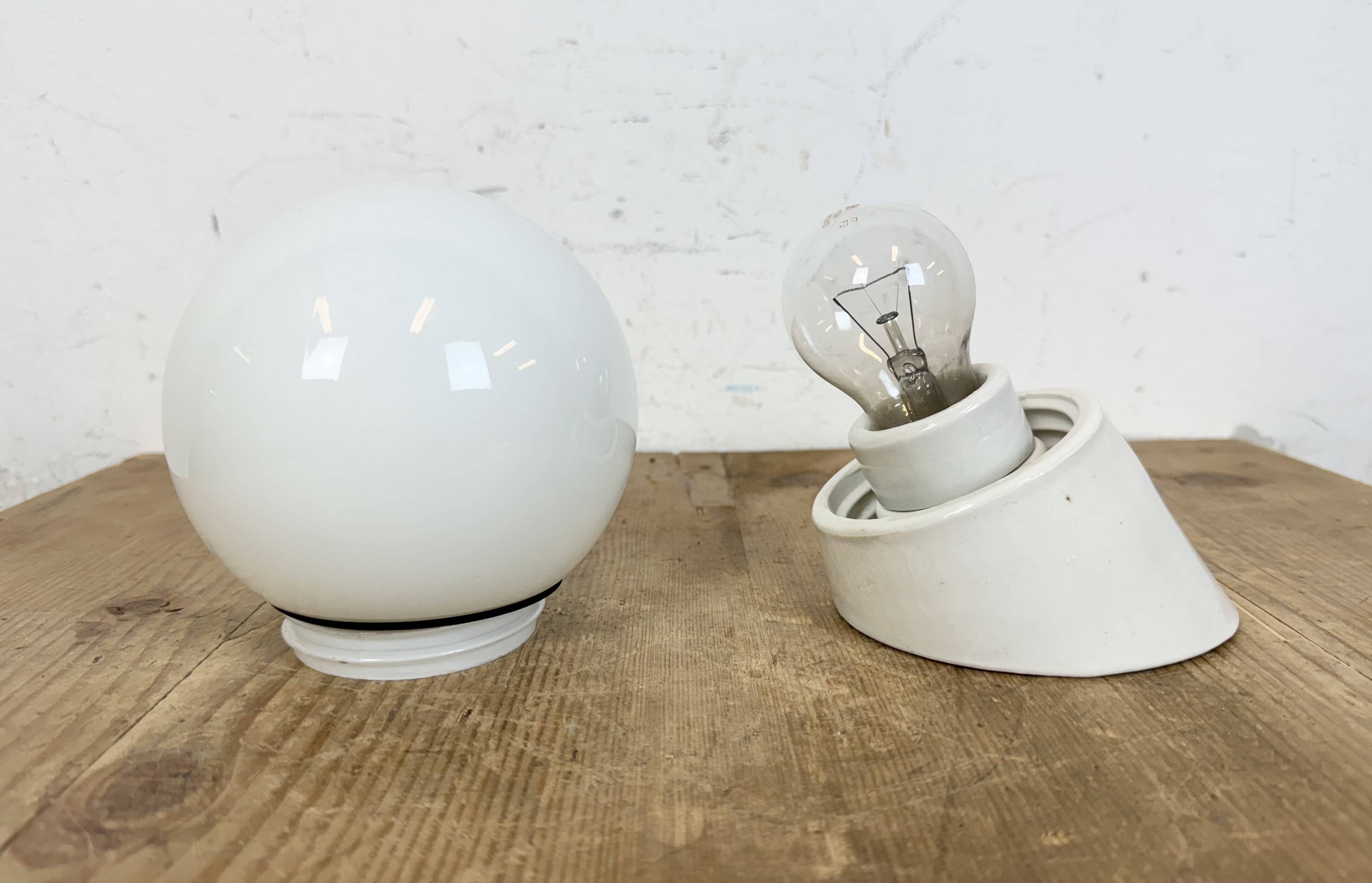 Vintage White Porcelain Wall Light, 1970s