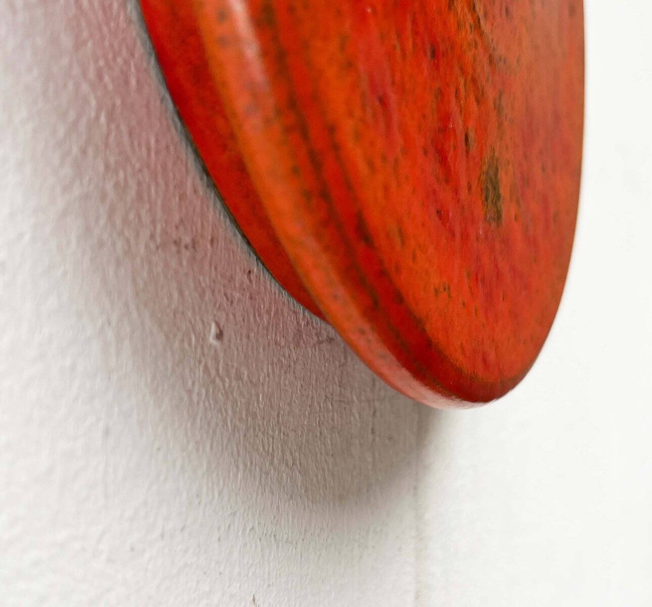 Mid-century modern Danish studio pottery, orange wall coat rack by Signe Boesen Northroup, 1960s.