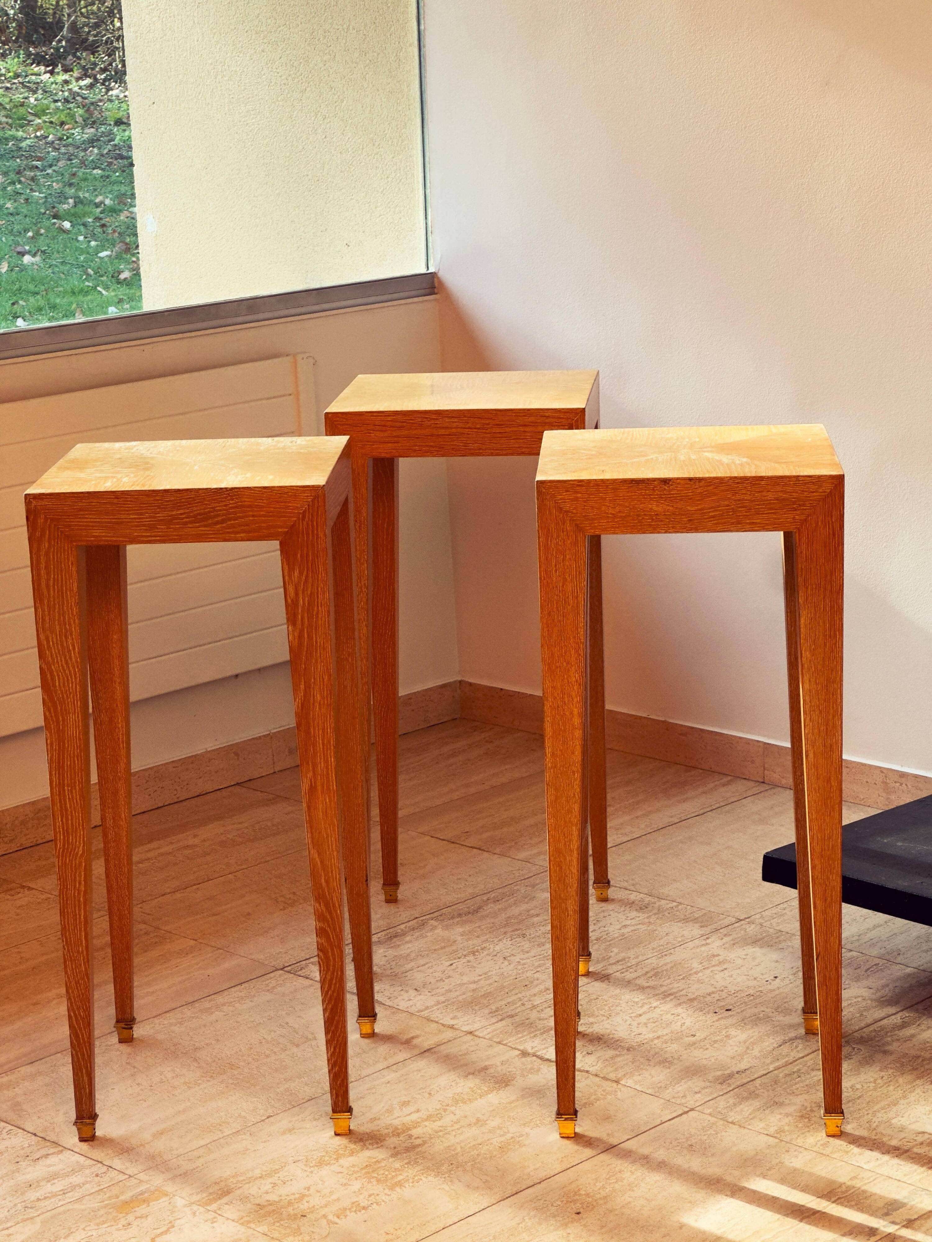 Set of 3 Pedestals and Console Table by Jacques Grange, France, 1973