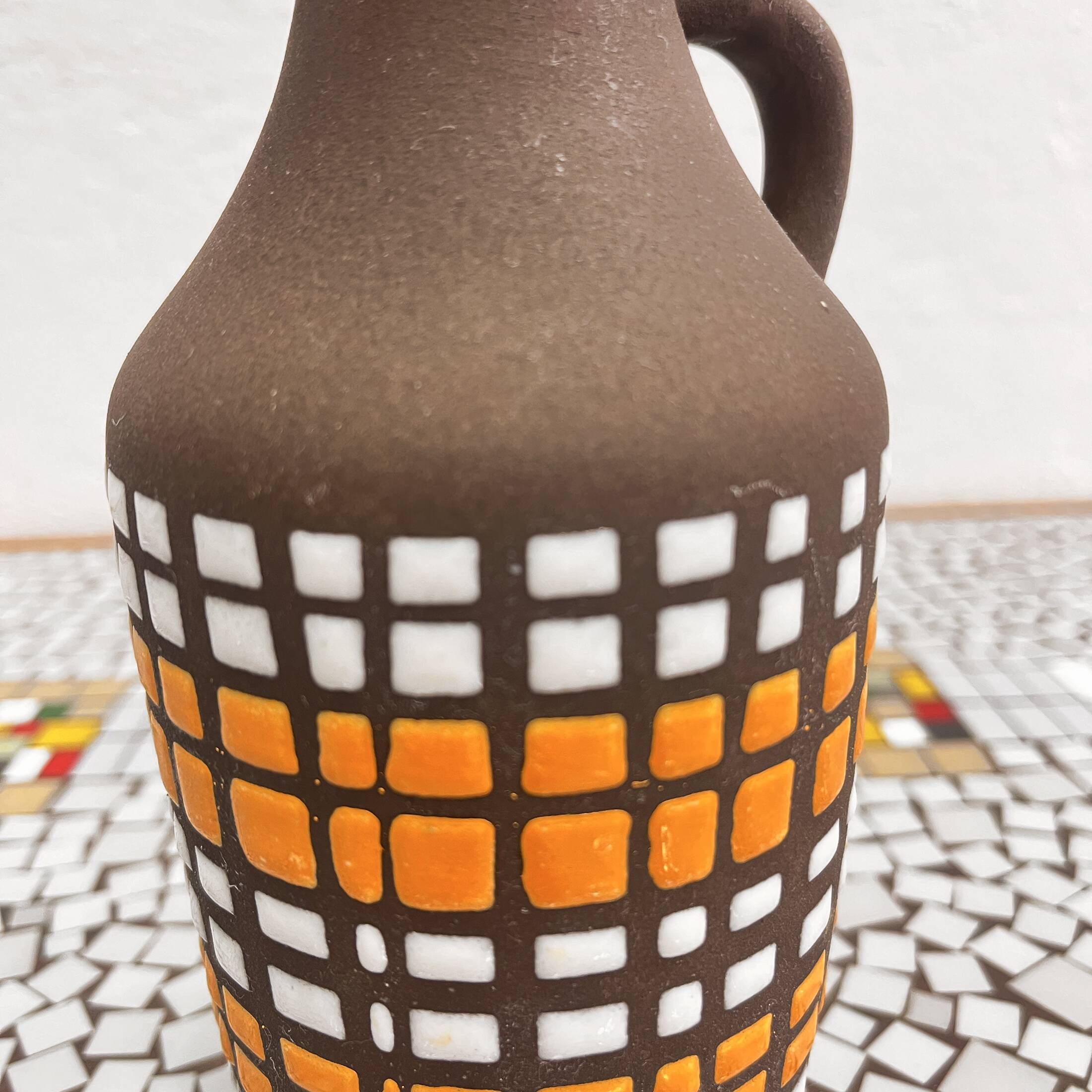 Ceramic vase with handle, Strehla Keramik, Germany, 1970s.