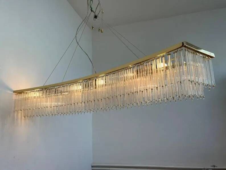 Big design hand made XXL glass and brass austrian chandelier - 1980s