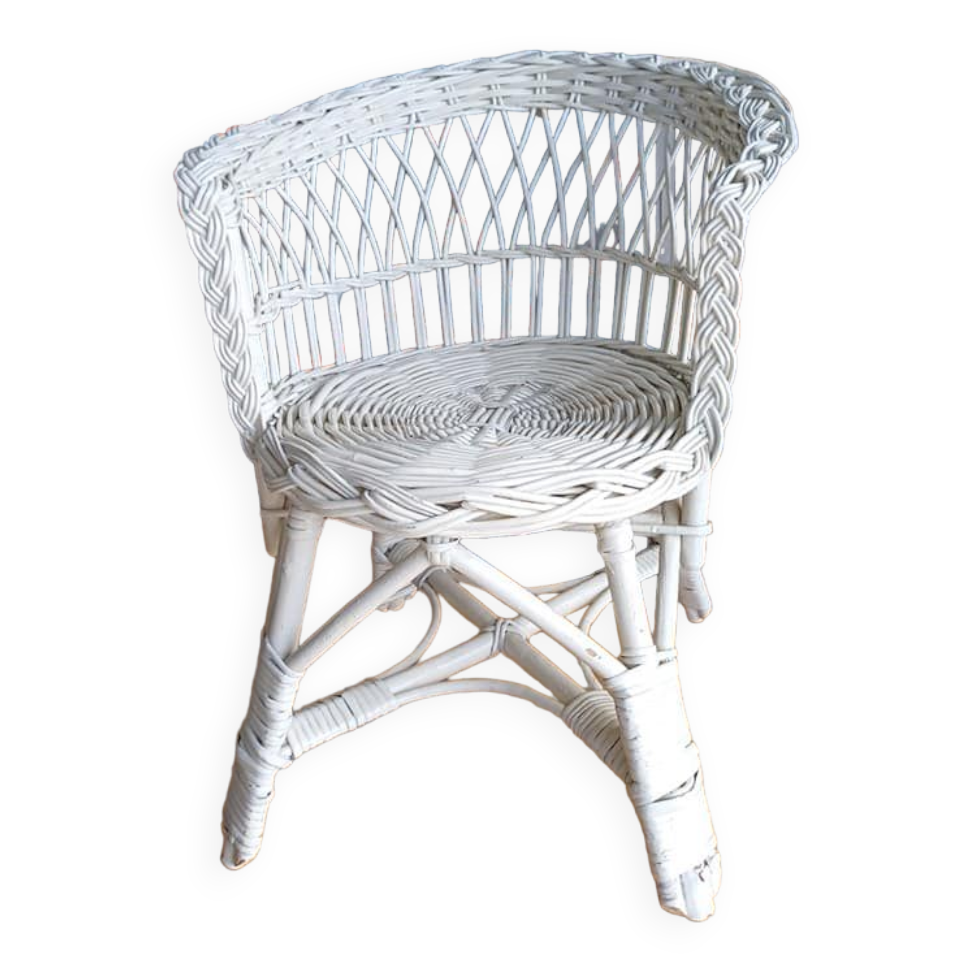 Vintage rattan children's armchair