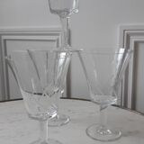 Set of 4 crystal glasses engraved 60s