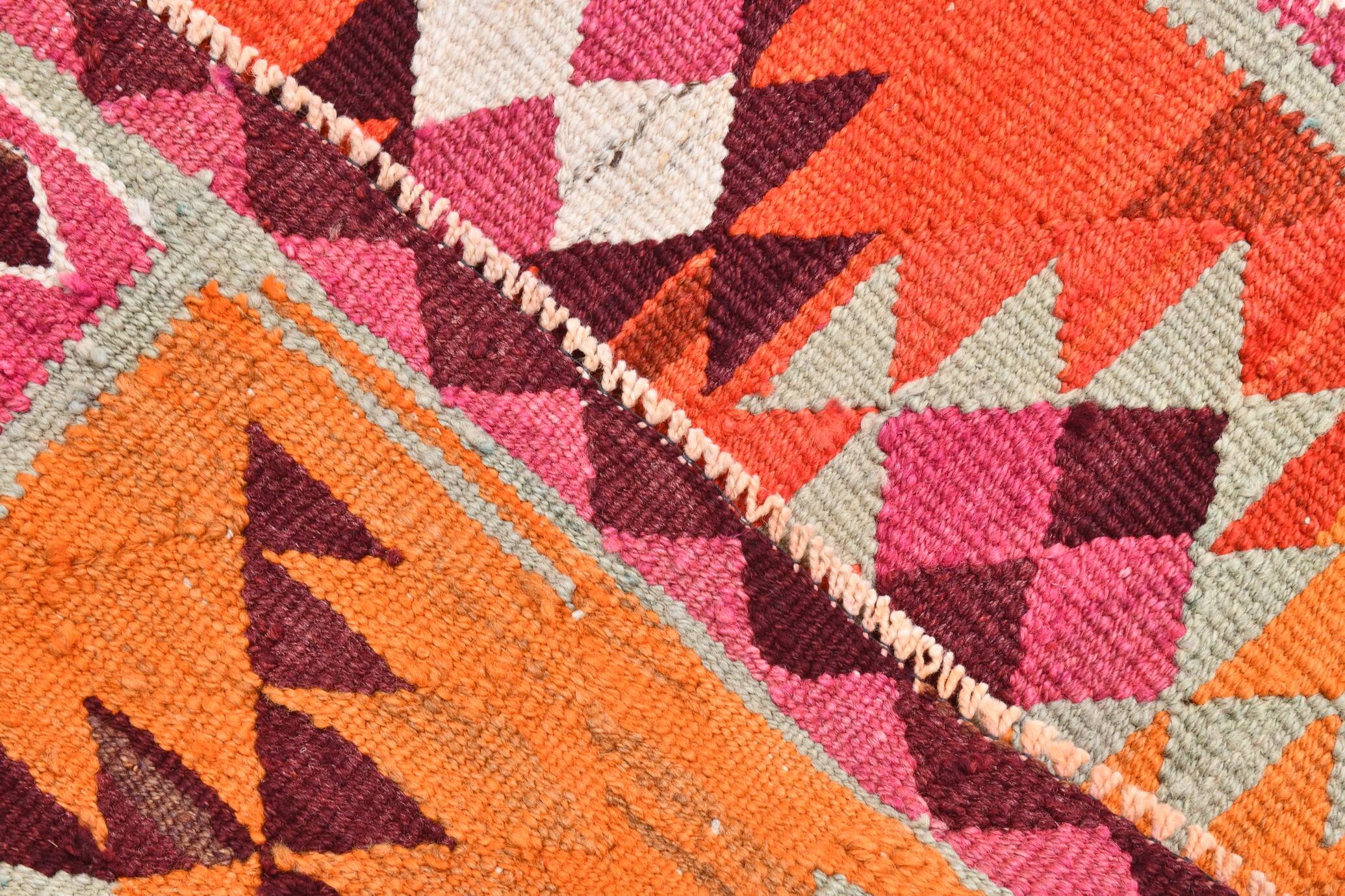 3x11 Pink Brown Vintage Kilim Runner Rug, 104x328Cm