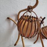 Pair of vintage rattan sconces
