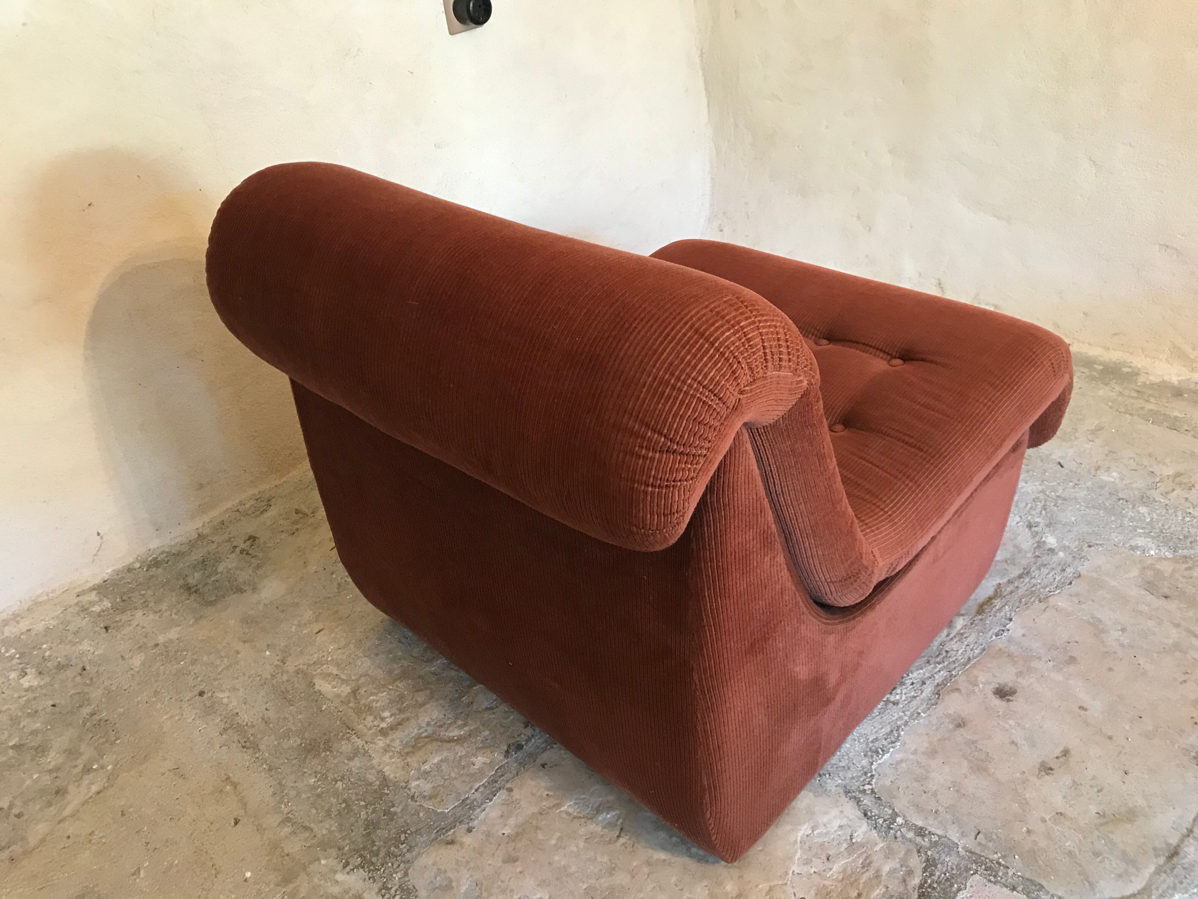 Vintage chair upholstered in corduroy