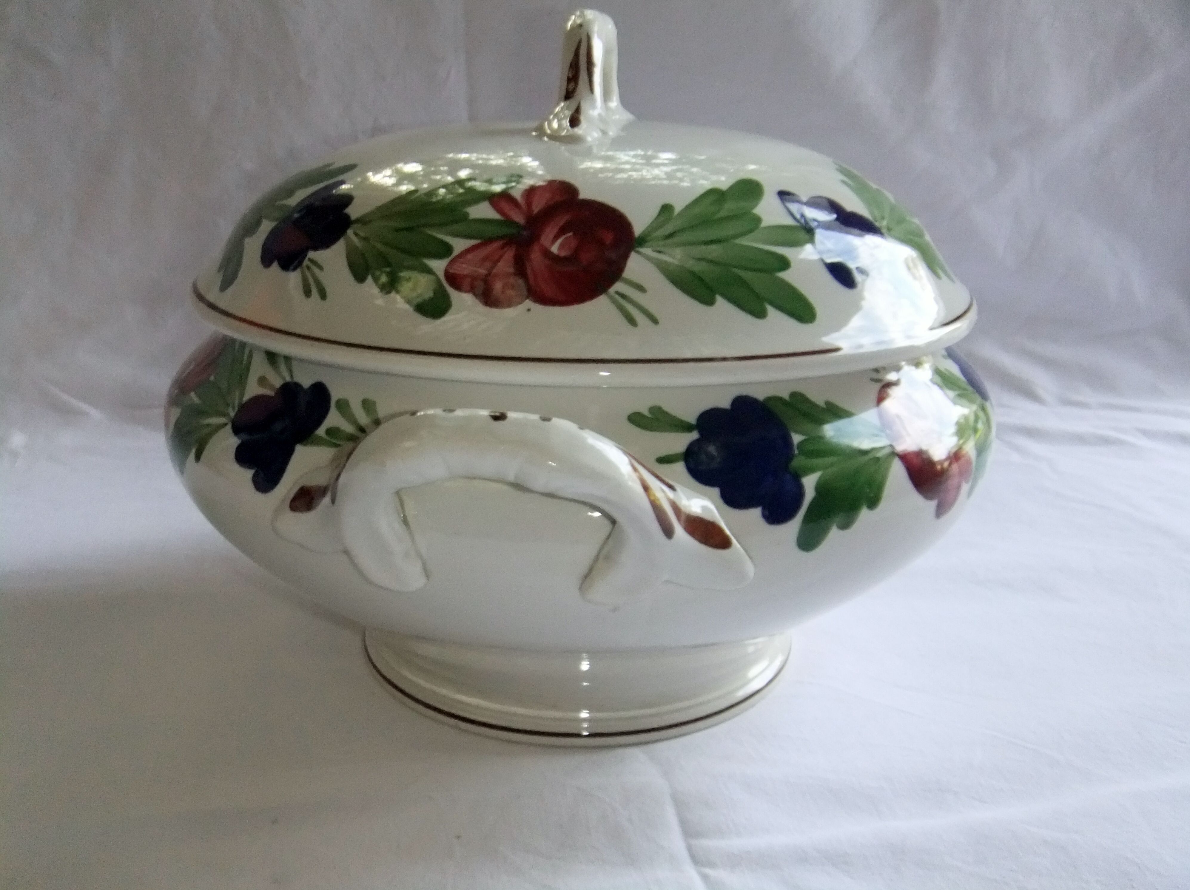 Old earthenware tureen Niderviller Moselle large format covered pot