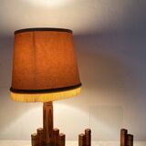 Art deco wooden lamp with photo holder