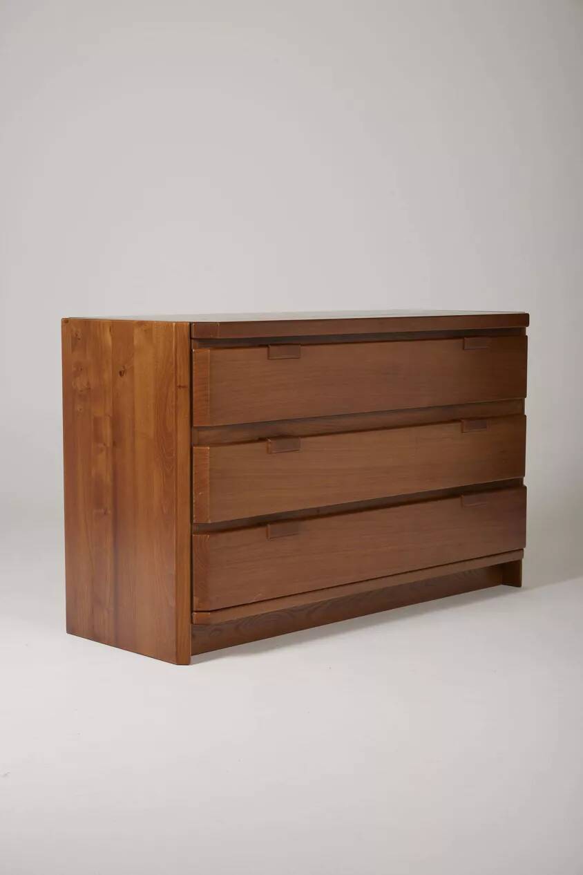 Elm wood chest of drawers by Luigi Gorgoni