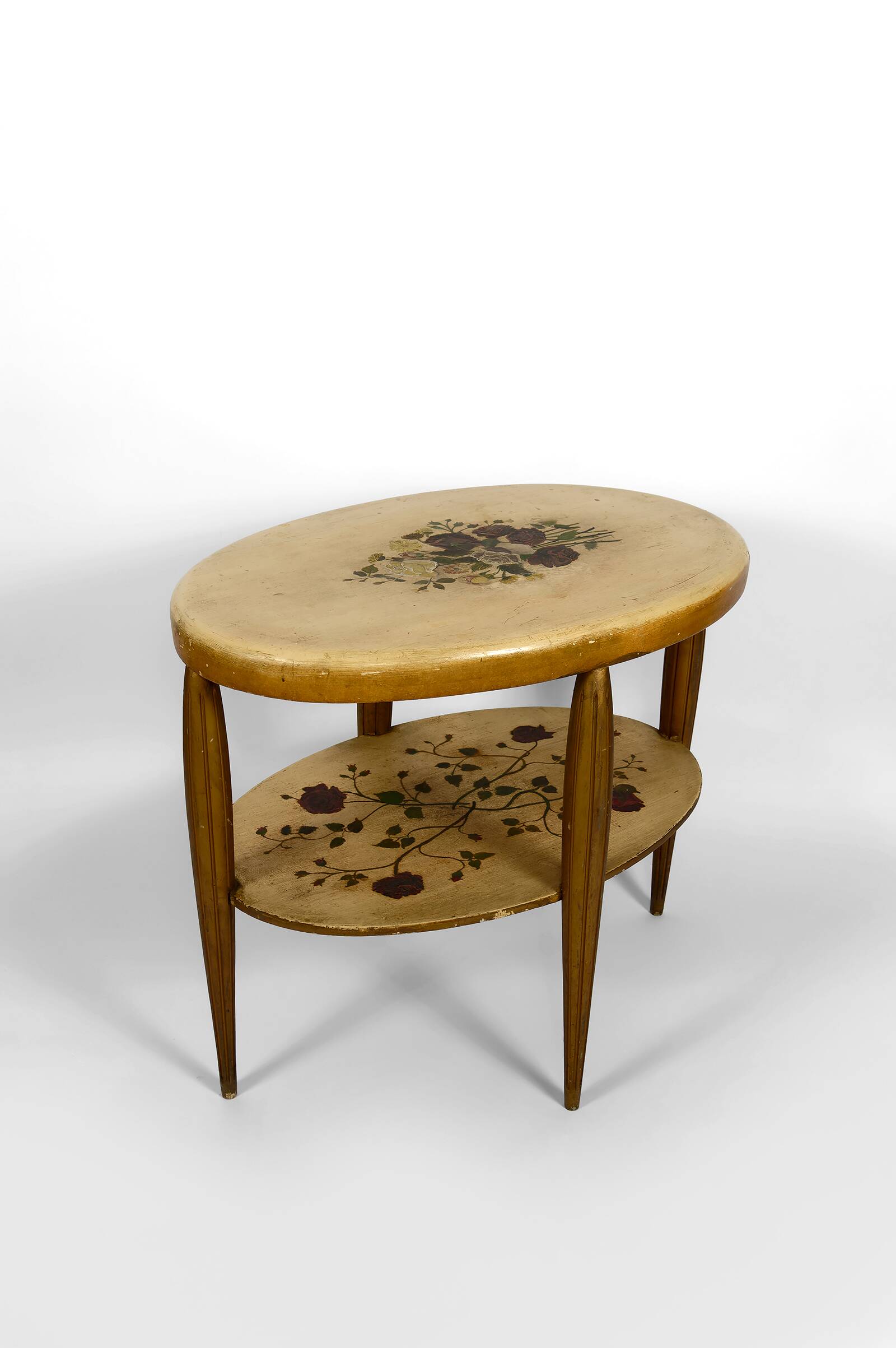 Art Deco gueridon with painted and gilded floral decoration, France – Circa 1920