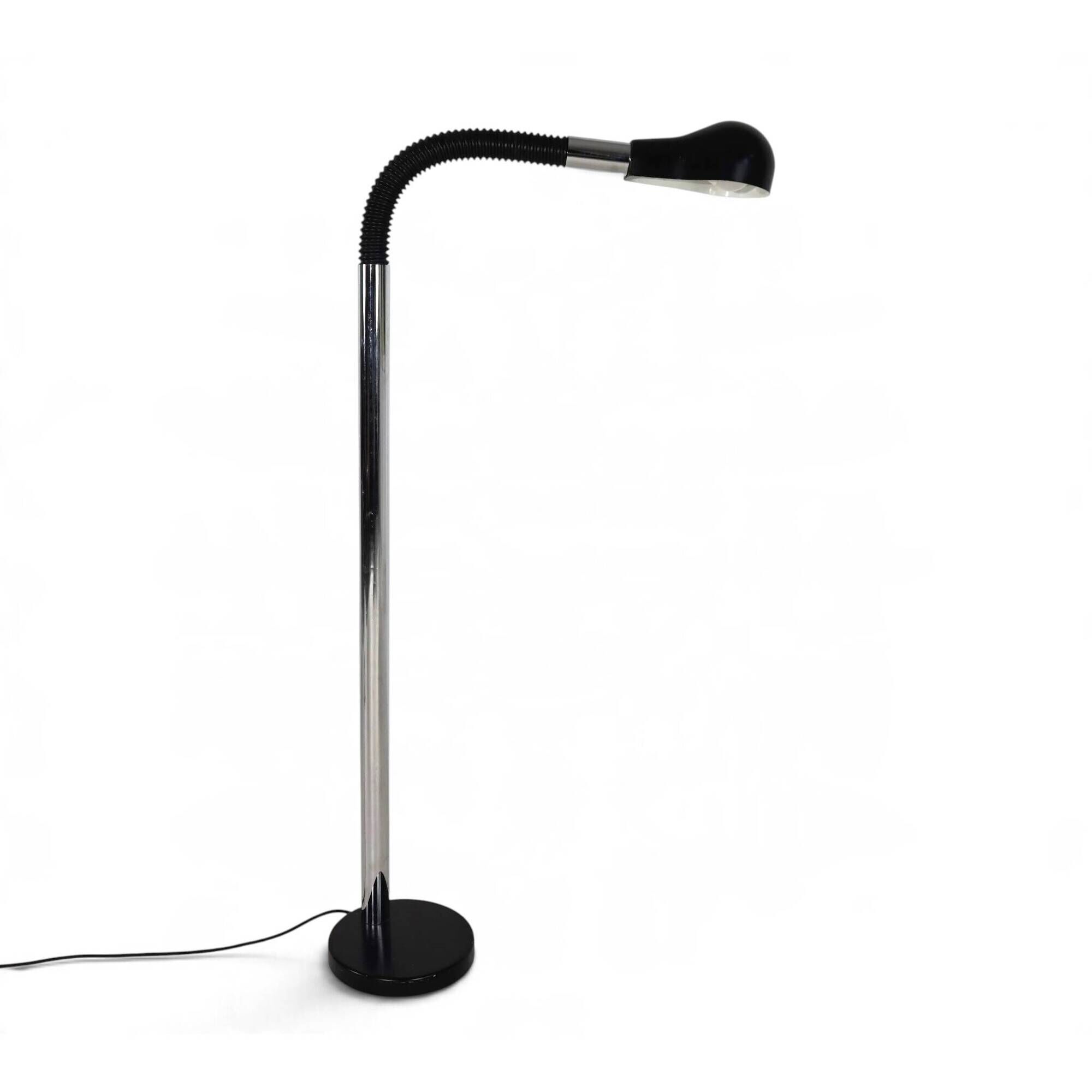 Lampadaire chrome avec col de cygne flexible, 1970