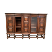 Renaissance style library in solid oak XX century
