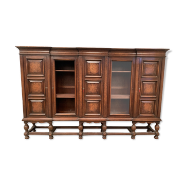 Renaissance style library in solid oak XX century