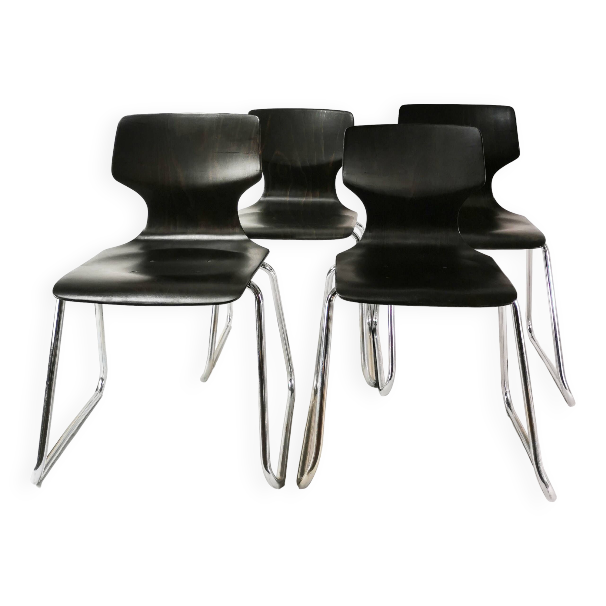 Un ensemble de chaises modernistes Pagholz Flototto, Allemagne, années 1970.