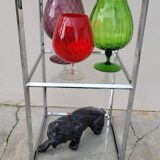 Designer chrome column display shelf - 1970s
