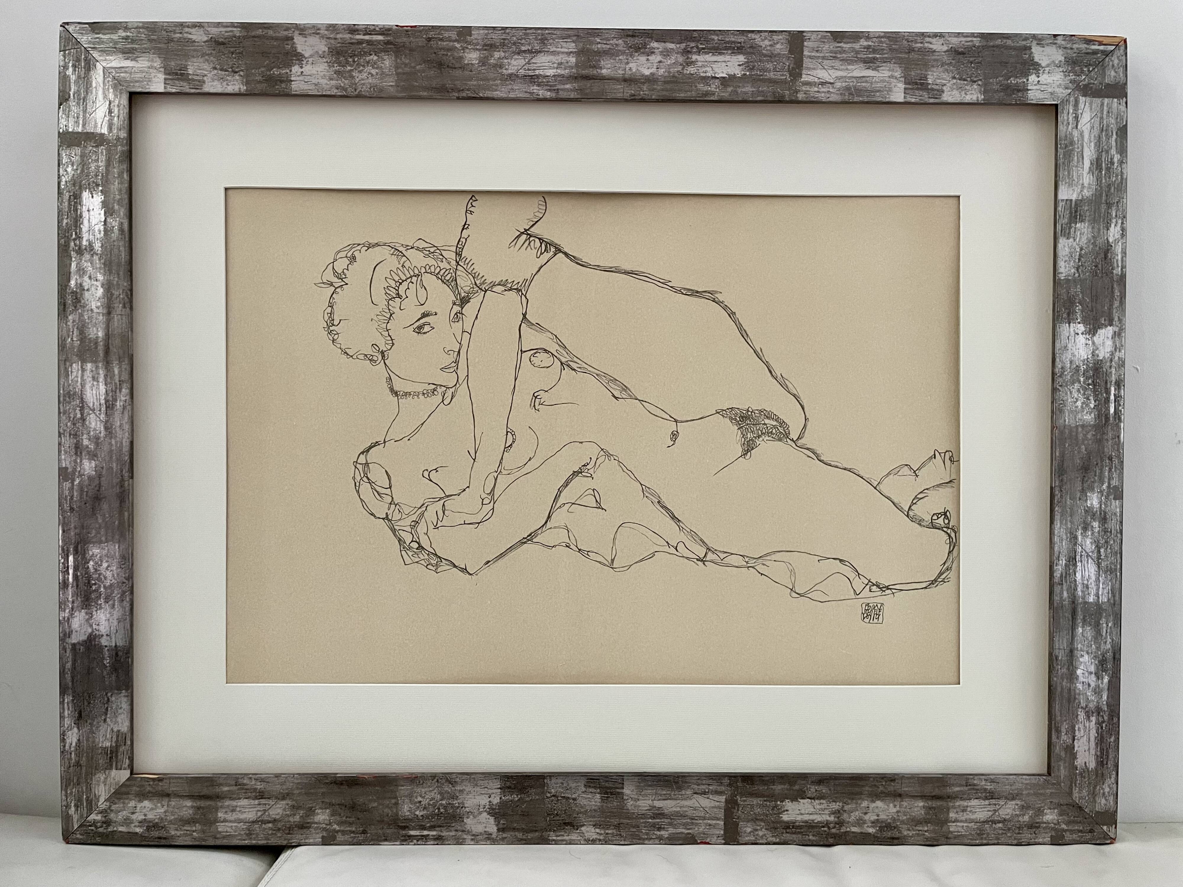 The naked dancer - lithograph after egon schiel