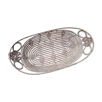 Small table basket braided in rafia and wicker, circa 1930