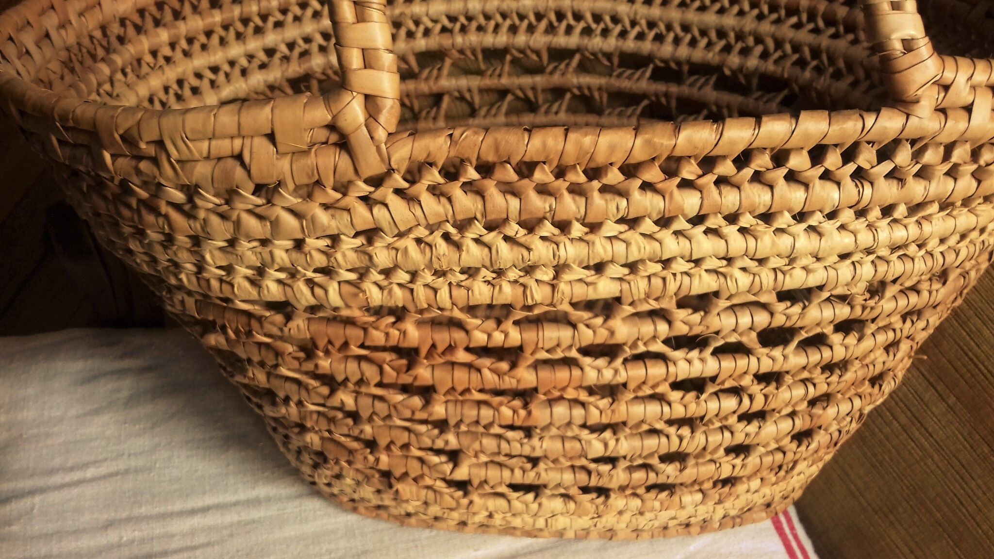 Basket two vintage soft wicker handles