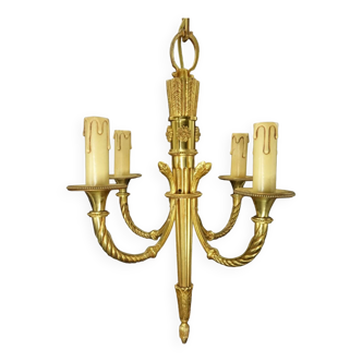 4-light quiver chandelier in Louis XVI style from Lucien Gau, Paris - bronze