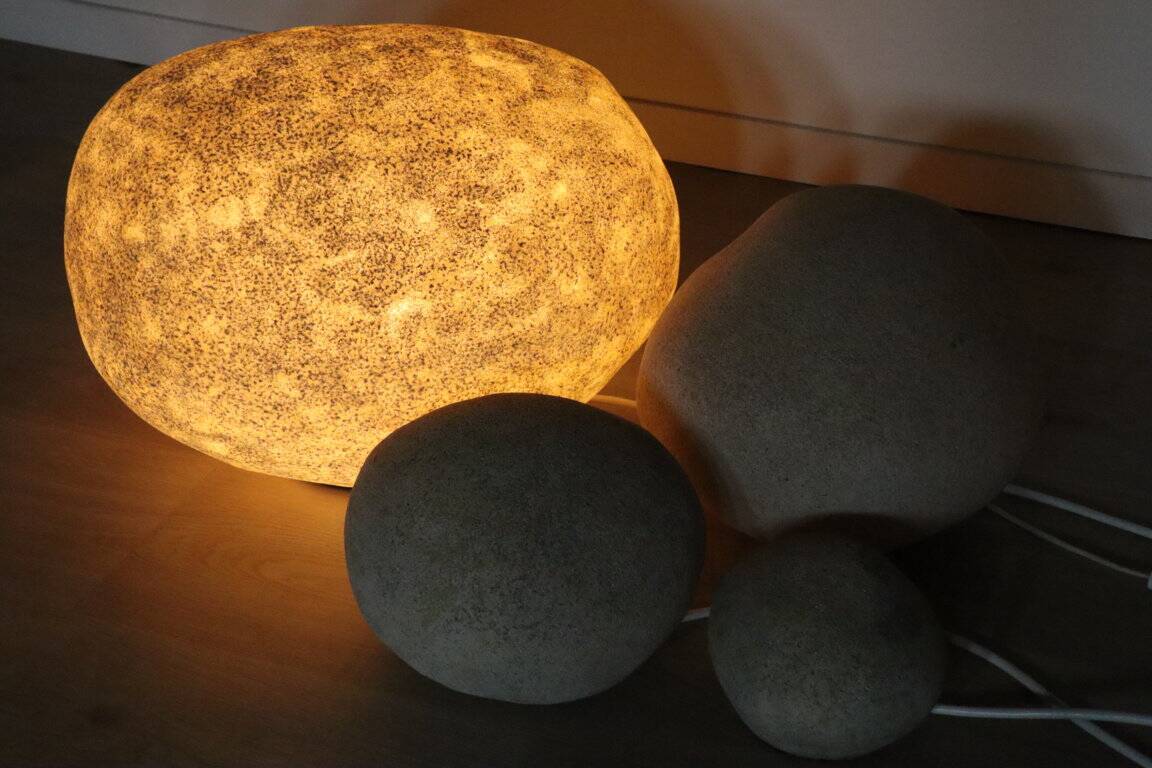 Set of 4 “Dora” model rock lamps by André Cazenave for Atelier A, 1960