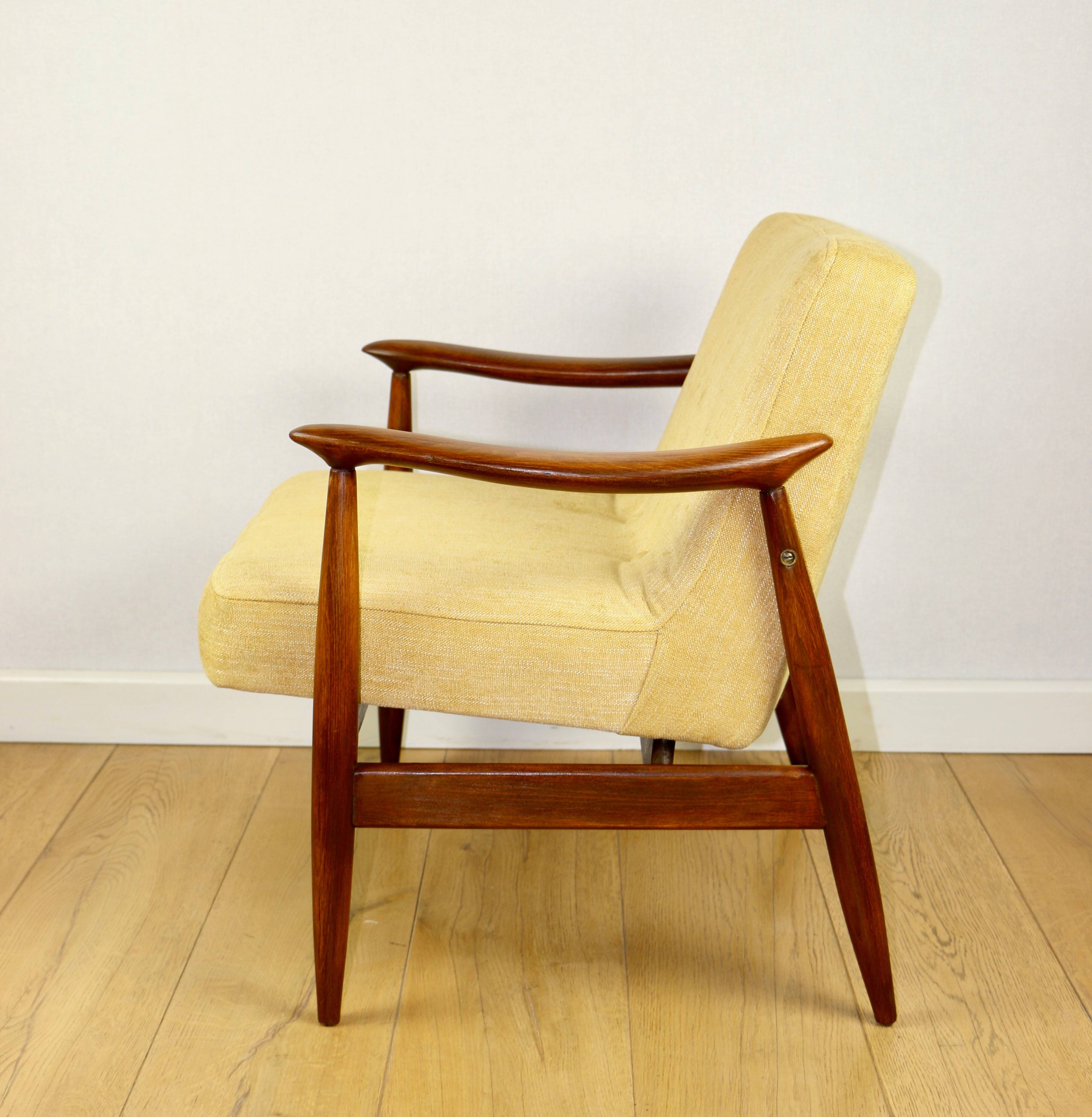 Light Yellow GFM63 Lounge Chair by J. Kedziorek, 1970s