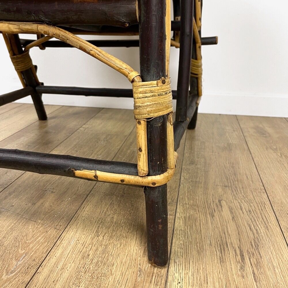 Antique chaise longue in wicker and hazel 20s