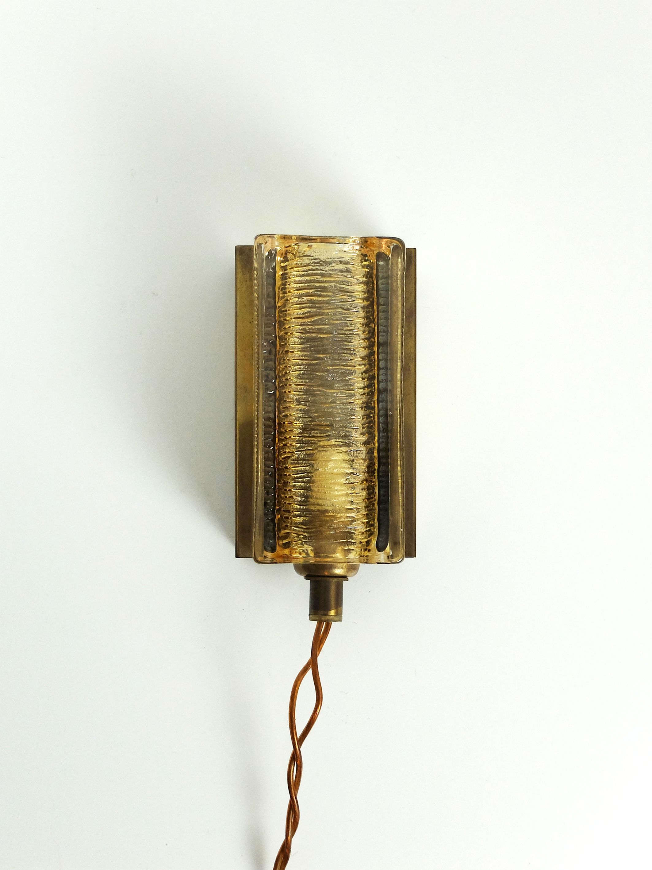 Danish vintage Atlantic model wall lamp, brass and glass, Vitrika 1960s