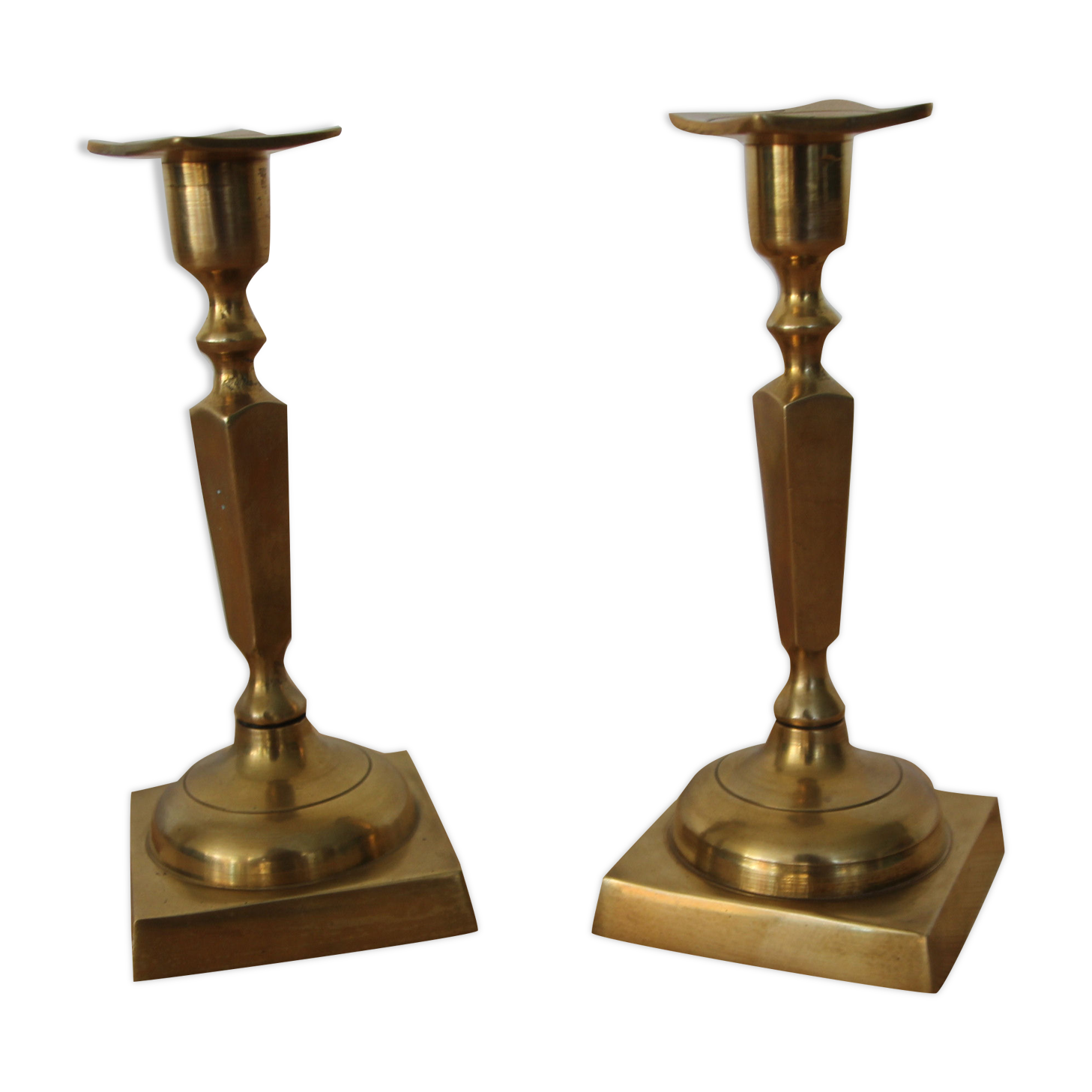 Pair of brass candle holders