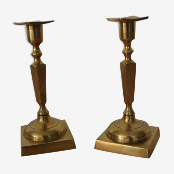 Pair of brass candle holders