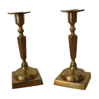 Pair of brass candle holders