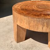Quadripod coffee table in solid wood monoxyl natural color (dark)