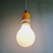 Opaline bulb pendant light, Metalarte, 1980s