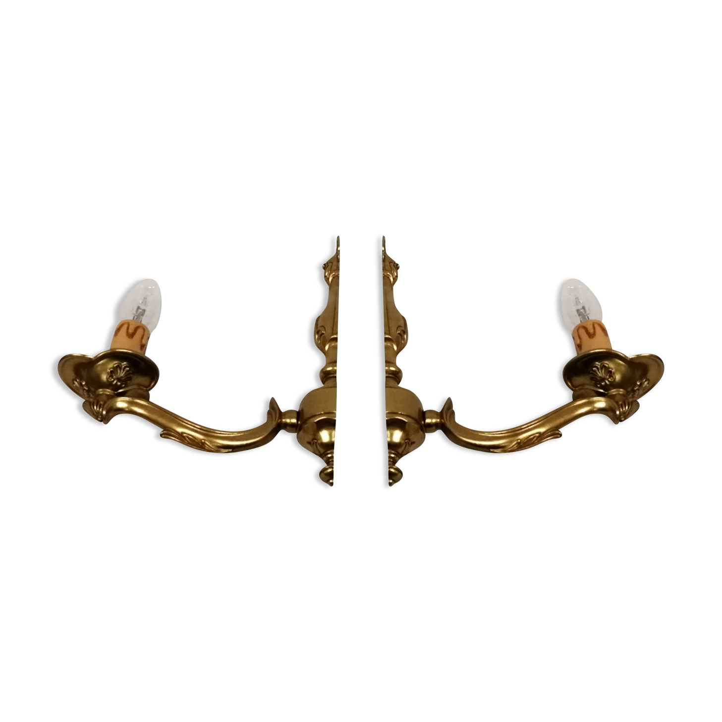 Pair of true bronze wall lamps