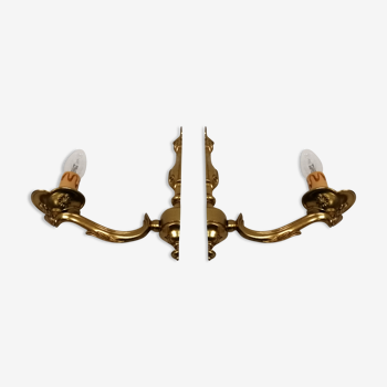 Pair of true bronze wall lamps