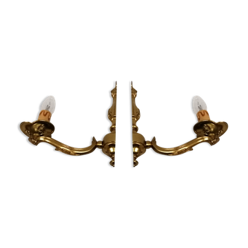 Pair of true bronze wall lamps