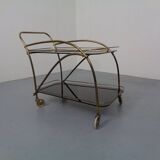 Mid-Century French Brass & Glass Serving Bar Cart, 1960s