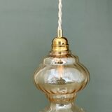 Vintage amber glass globe pendant light