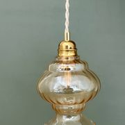Vintage amber glass globe pendant light