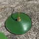 Industrial suspension pair with XL enamelled metal lampshade.