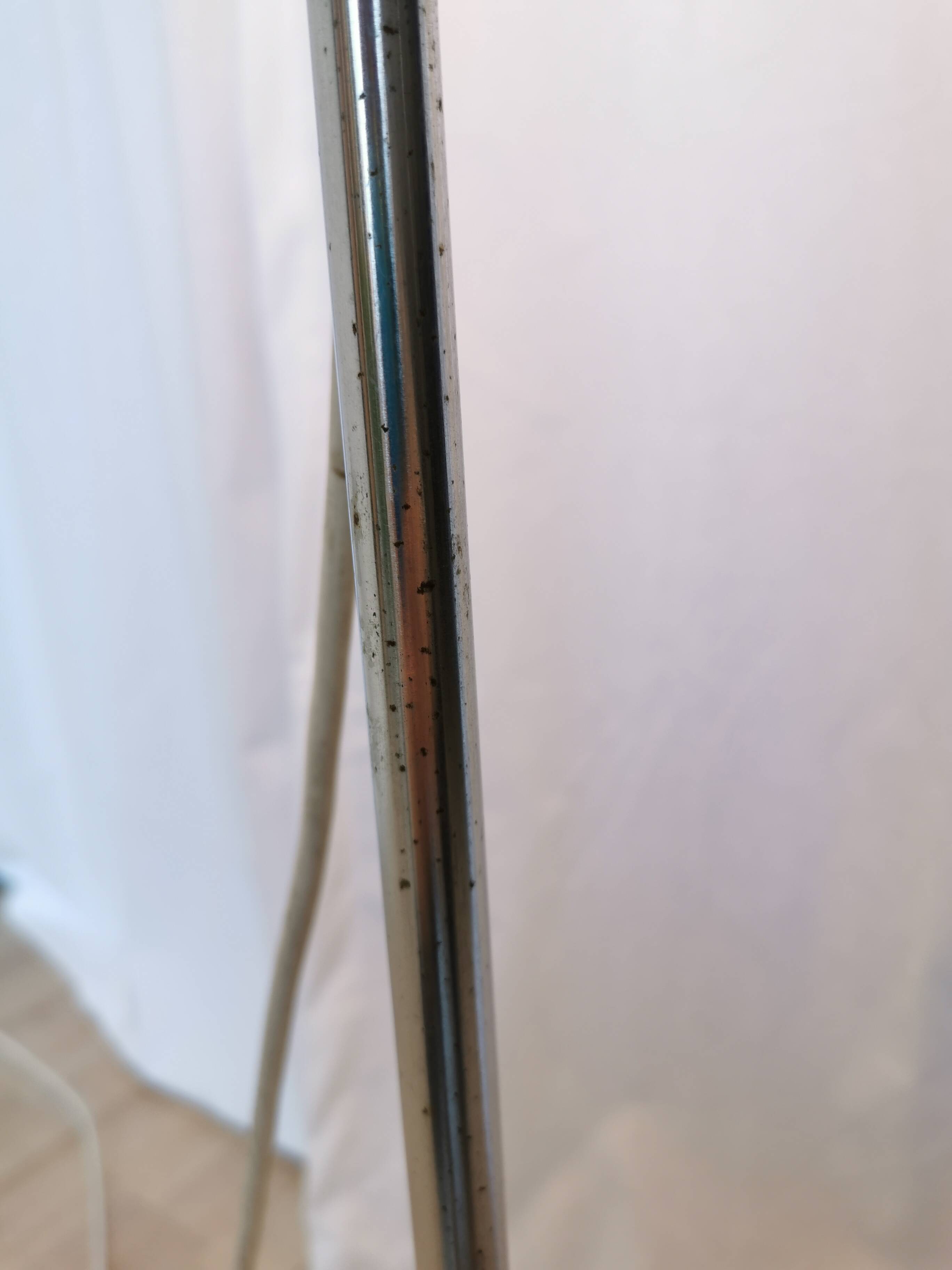 Vintage 1970s Mushroom Floor Lamp: Chrome & White Plastic, Retro Lighting