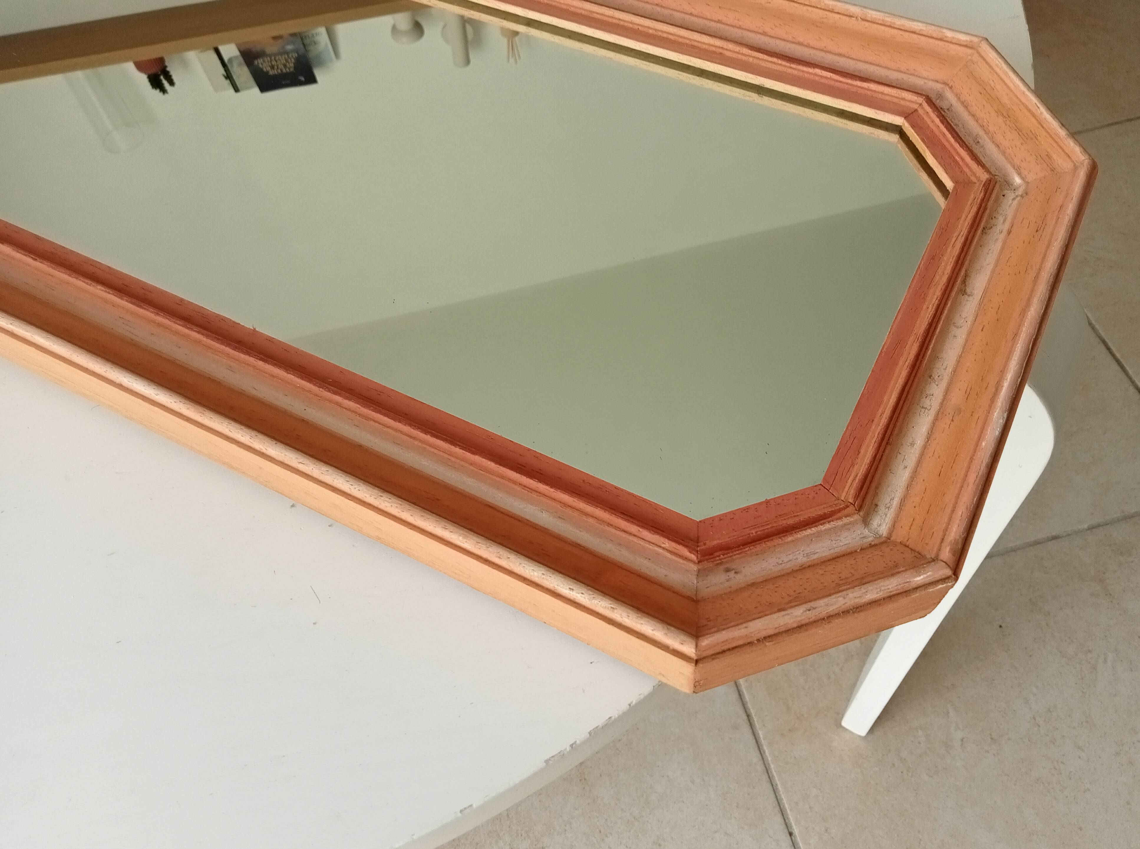 Miroir vintage octogonale avec fronton