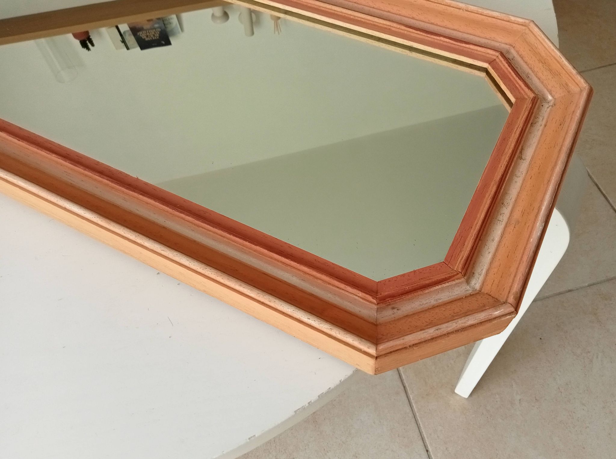 Miroir vintage octogonale avec fronton