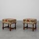 Early 20th Century Pair of Wood & Fabric French Footstools