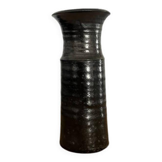 Vase en céramique noir signé de Gustave Tiffoche