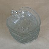 Salad bowl and cups set in molded glass, apple shape