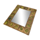 Vintage 1960s green and brown glazed ceramic mirror.