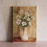 Oil painting on canvas bouquet of vintage flowers